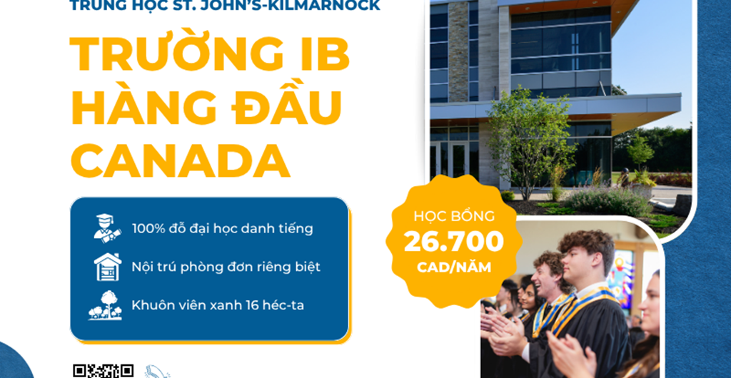Khám phá lộ trình IB quốc tế và học bổng 26.700 CAD/năm tại trung học St. John’s-Kilmarnock (Canada)